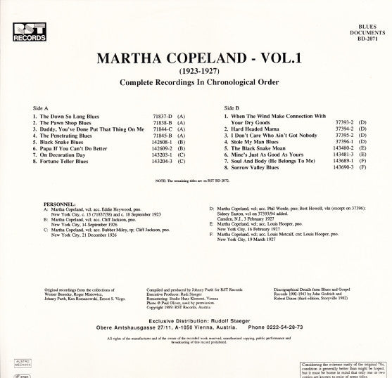Martha Copeland – Vol.1: (1923-1927) Complete Recorded Works In Chronological Order, image 2