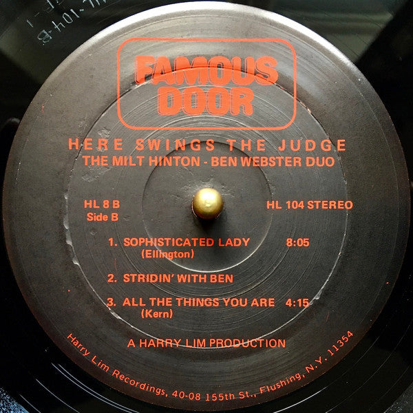 Milt Hinton And Friends With Ben Webster, Jon Faddis & Budd Johnson – Here Swings The Judge, image 4