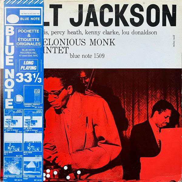 Front cover of Milt Jackson With John Lewis, Percy Heath, Kenny Clarke, Lou Donaldson And The Thelonious Monk Quintet – Milt Jackson With John Lewis, Percy Heath, Kenny Clarke, Lou Donaldson And The Thelonious Monk Quintet, Blue Note, France, 1982