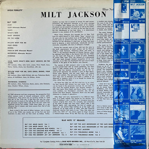 Milt Jackson With John Lewis, Percy Heath, Kenny Clarke, Lou Donaldson And The Thelonious Monk Quintet – Milt Jackson With John Lewis, Percy Heath, Kenny Clarke, Lou Donaldson And The Thelonious Monk Quintet, image 4