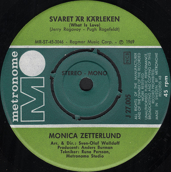 Monica Zetterlund – Svaret Är Kärleken / Gröna Små Äpplen, image 3