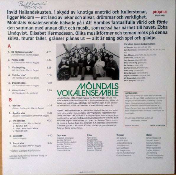Mölndals Vokalensemble, Alf Hambe, Martin Bagge – Ett Barn En Vind Ett Träd, image 2