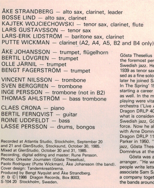 Omnibus Big Band, Putte Wickman, Bertil Lövgren, Vincent Nilsson, Claes Crona – Memories Of You (A Tribute To Gösta Theselius), image 2