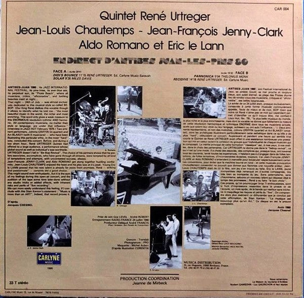 Quintet René Urtreger - Jean-Louis Chautemps, Jean-François Jenny-Clark, Aldo Romano Et Eric Le Lann – En Direct D'Antibes, image 2