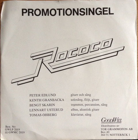 Front cover of Rococo – Promotionsingel, GoodWill, Sweden, 1979