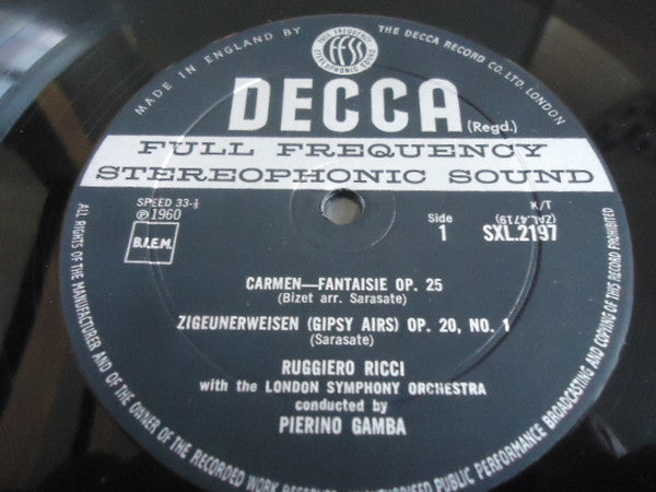 Ruggiero Ricci, London Symphony Orchestra, Gamba, Bizet / Sarasate / Saint-Saëns – Carmen Fantaisie / Zigeunerweisen / Havanaise / Introduction & Rondo Capriccioso, image 3