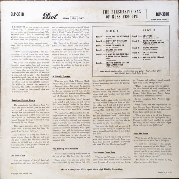Russ Procope – The Persuasive Sax Of Russ Procope, image 2