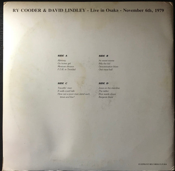 Ry Cooder & David Lindley – Live In Osaka ‘79, image 2