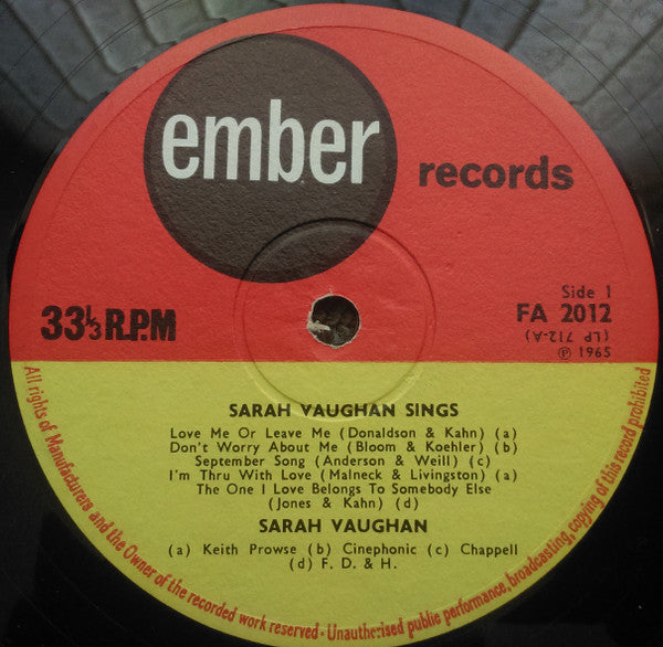 Sarah Vaughan – The Many Moods Of Sarah Vaughan, image 3