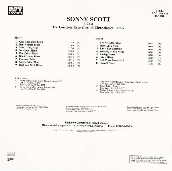 Sonny Scott – (1933) The Complete Recordings In Chronological Order, image 2