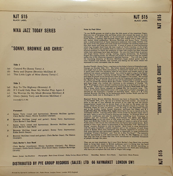 Sonny Terry / Brownie McGhee / Chris Barber's Jazz Band – Sonny, Brownie And Chris, image 2