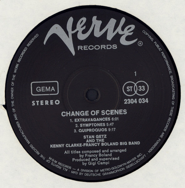 Stan Getz / Francy Boland / The Kenny Clarke-Francy Boland Big Band – Change Of Scenes, image 3