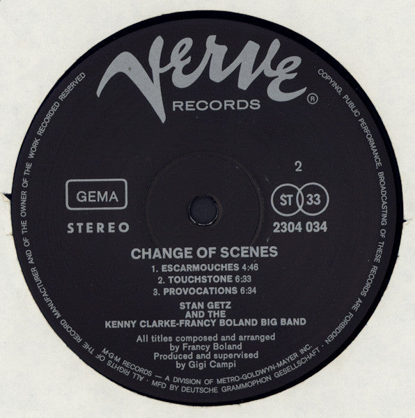 Stan Getz / Francy Boland / The Kenny Clarke-Francy Boland Big Band – Change Of Scenes, image 4