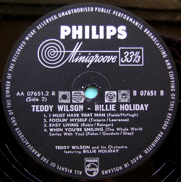 Teddy Wilson And His Orchestra Featuring Billie Holiday – Teddy Wilson - Billie Holiday, image 4