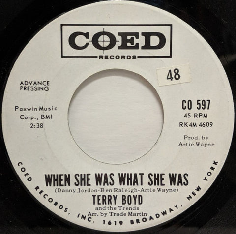 Front cover of Terry Boyd And The Trends – When She Was What She Was, Coed, US, 1965