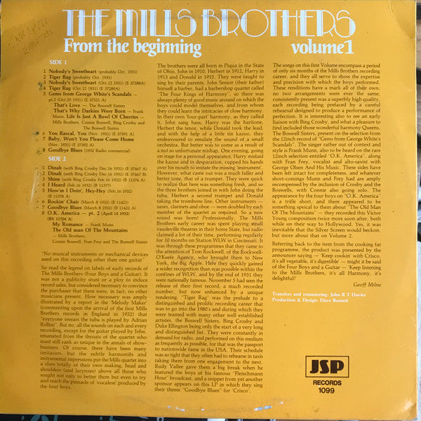 The Mills Brothers – From The Beginning, Chronological Mills Brothers Volume One, image 2