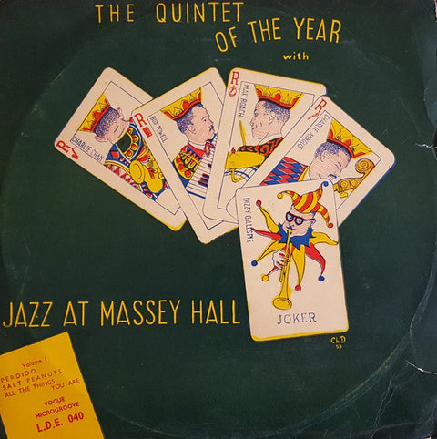 Front cover of The Quintet Of The Year – Jazz At Massey Hall Volume 1, Vogue Records, UK