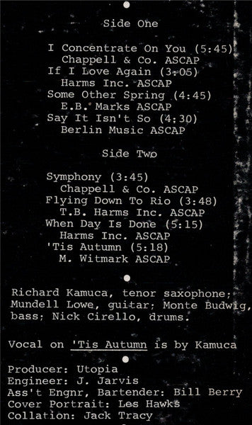Richard Kamuca Quartet – Richard Kamuca: 1976, image 2