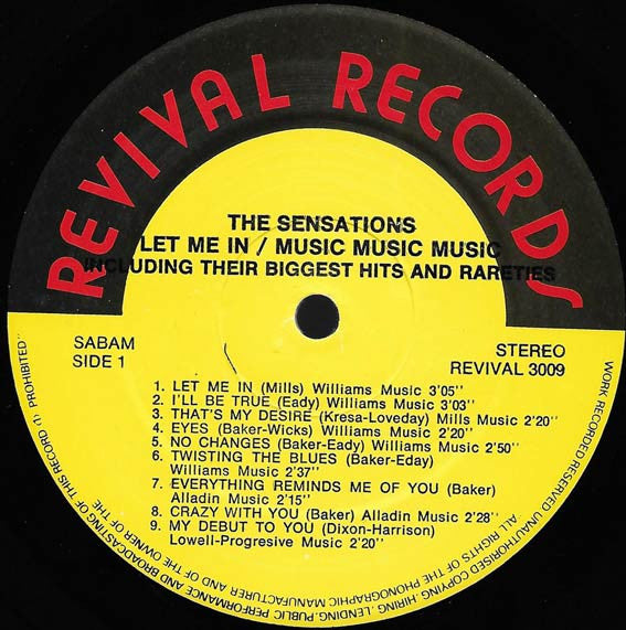 The Sensations – Let Me In / Music Music Music, image 2