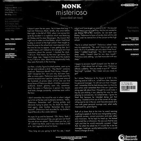 Thelonious Monk Quartet – Misterioso, image 2