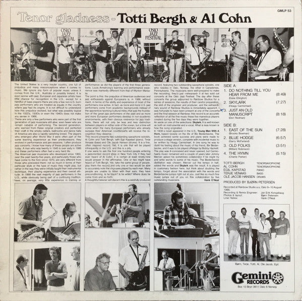 Totti Bergh & Al Cohn – Tenor Gladness, image 2