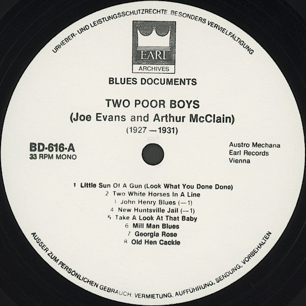 Two Poor Boys – The Complete Recordings Of Joe Evans And Arthur McClain 1927-1931, image 3