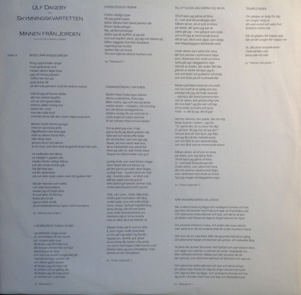 Ulf Dageby Och Skymningskvartetten – Minnen Från Jorden, image 5