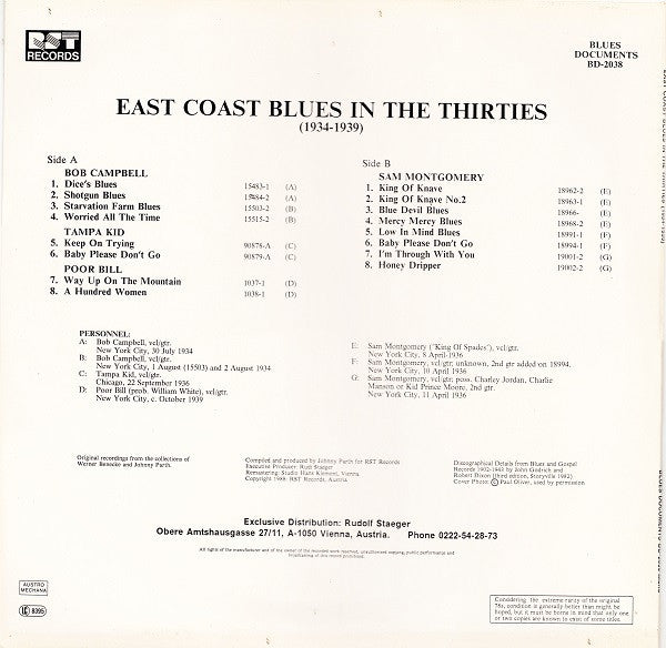 Various – East Coast Blues In The Thirties (1934-1939), image 2