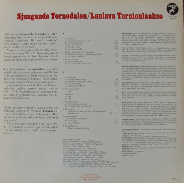 Various – Sjungande Tornedalen = Laulava Tornionlaakso, image 2