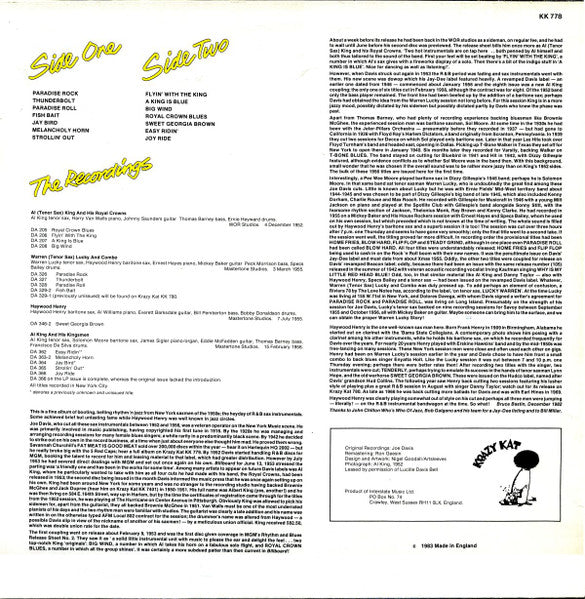 Various – Thunderbolt! Honkin' R&B Sax Instrumentals 1952-1956, image 2