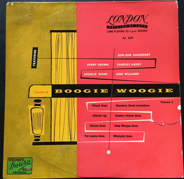 Front cover of Various – Pioneers Of Boogie Woogie Volume 2, London Records, UK, 1954