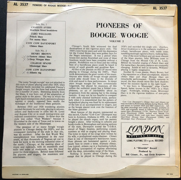 Various – Pioneers Of Boogie Woogie Volume 2, image 2