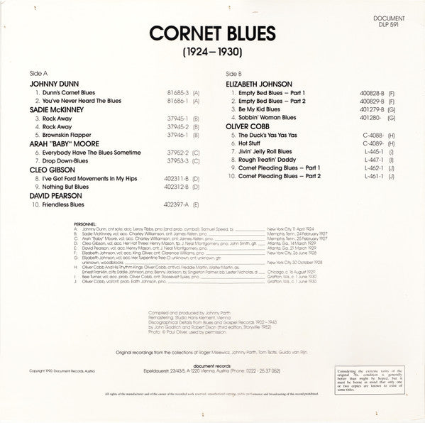 Various – Cornet Blues (1924-1930): The Complete Recordings Of Sadie McKinney, Arah "Baby" Moore, Cleo Gibson, David Pearson, Elizabeth Johnson, image 2