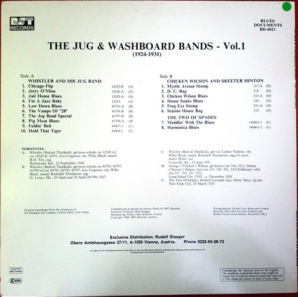 Various – The Jug & Washboard Bands - Vol.1 (1924-1931), image 2