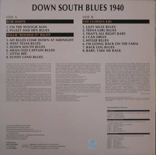 Various, Bob White, Willie "Boodle It" Right, The Florida Kid – Down South Blues 1940, image 2