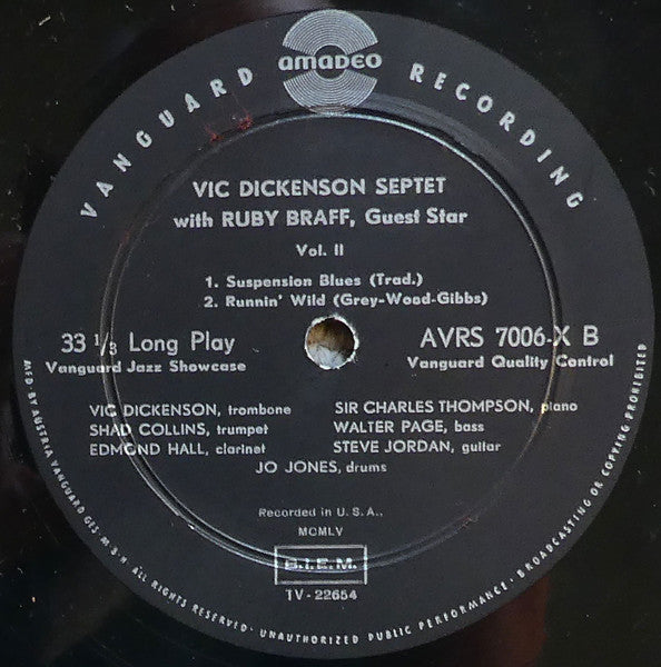 Vic Dickenson Septet With Guest Star Ruby Braff – Vic Dickenson Septet Volume 2, image 4