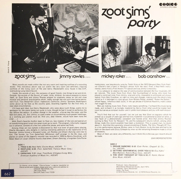 Zoot Sims – Zoot Sims' Party, image 2