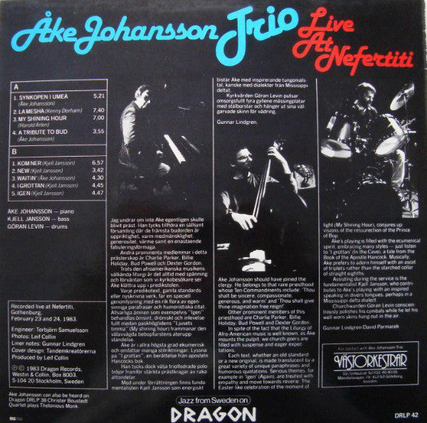 Åke Johansson Trio – Live At Nefertiti, image 2