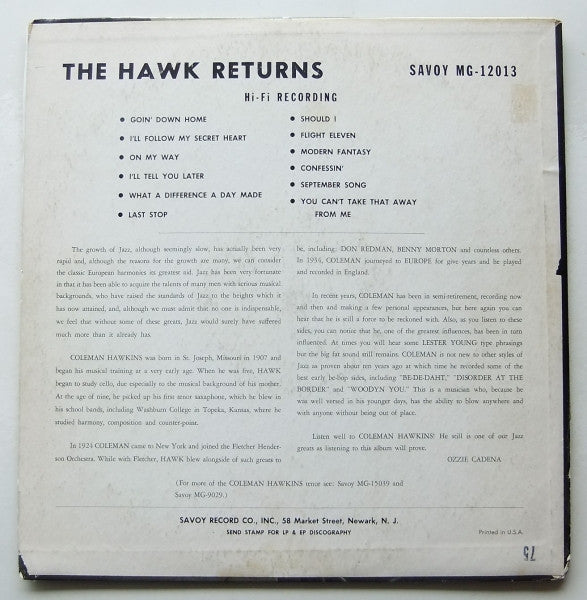 Coleman Hawkins – The Hawk Returns, image 2