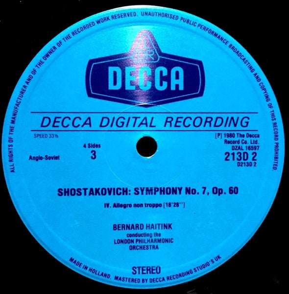 Shostakovich - London Philharmonic Orchestra, Bernard Haitink – Symphony No.7 / The Age Of Gold Ballet Suite, image 5