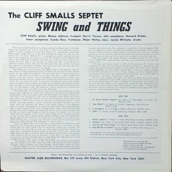 The Cliff Smalls Septet – Swing And Things, image 2