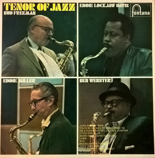 Front cover of Bud Freeman, Eddie Lockjaw Davis, Eddie Miller, Ben Webster – Tenor Of Jazz, Fontana, UK, 1967