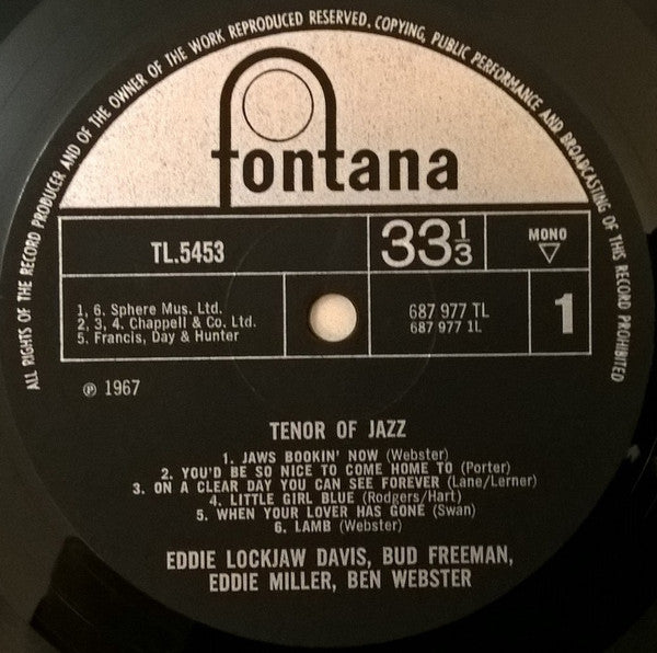 Bud Freeman, Eddie Lockjaw Davis, Eddie Miller, Ben Webster – Tenor Of Jazz, image 3