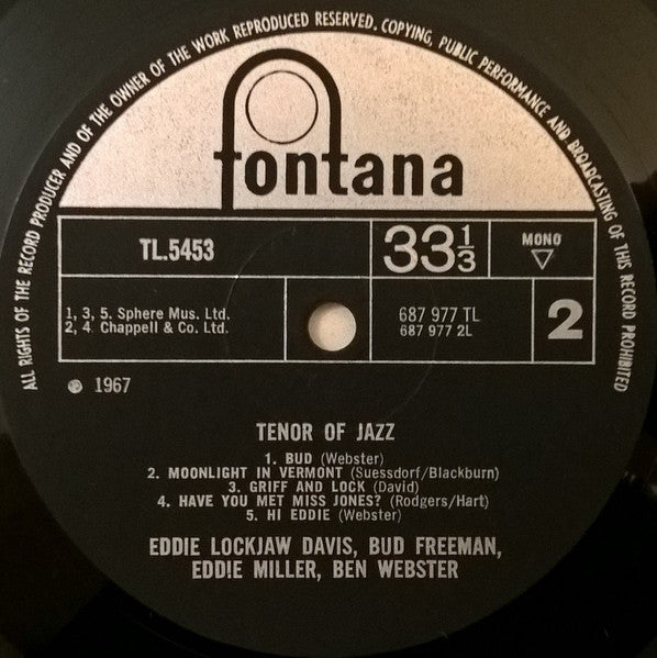 Bud Freeman, Eddie Lockjaw Davis, Eddie Miller, Ben Webster – Tenor Of Jazz, image 4