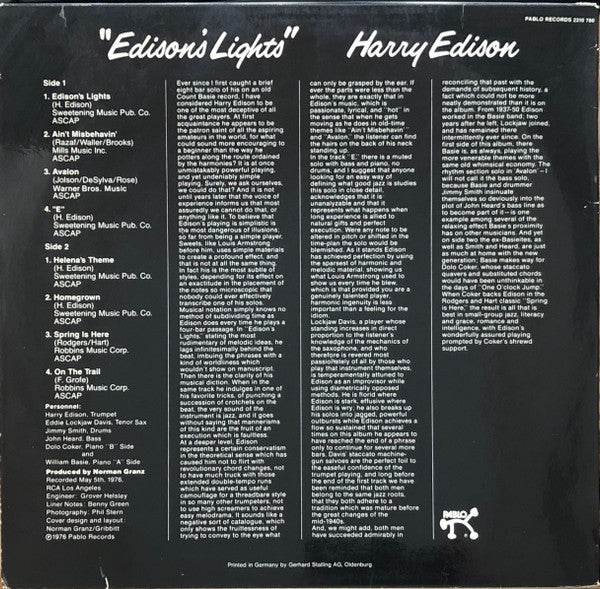Harry "Sweets" Edison – Edison's Lights, image 2
