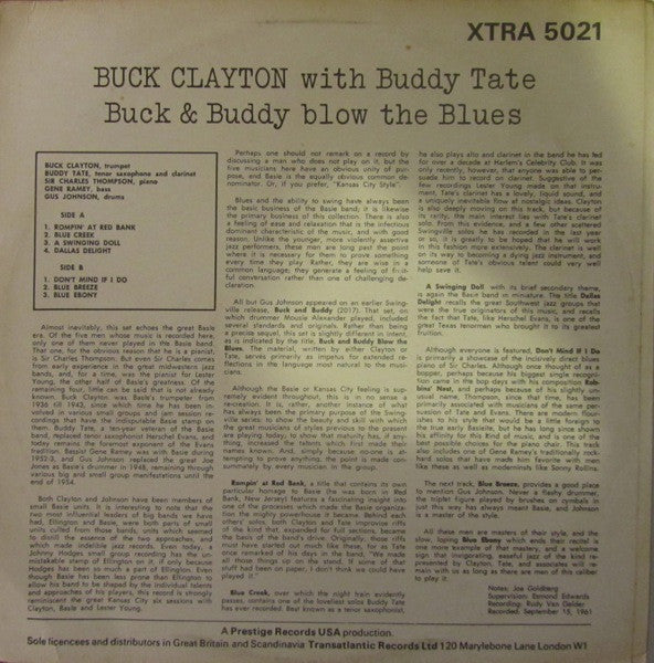 Buck Clayton With Buddy Tate – Buck & Buddy Blow The Blues, image 2