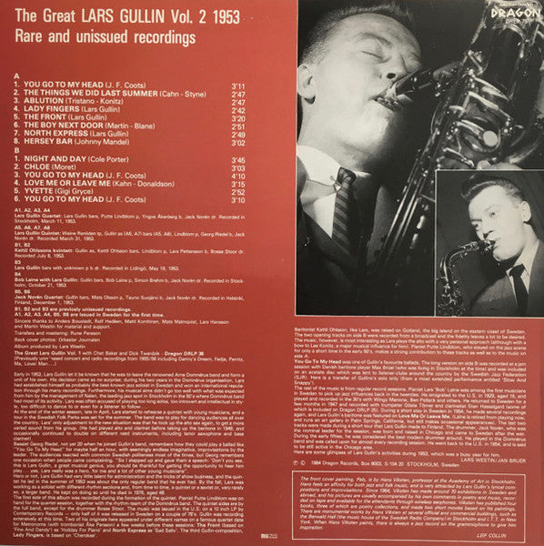 Lars Gullin – 1953 - Rare And Unissued Recordings, Vol. 2, image 2