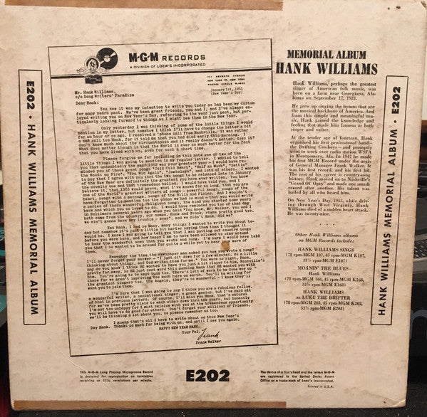 Hank Williams – Memorial Album, image 2